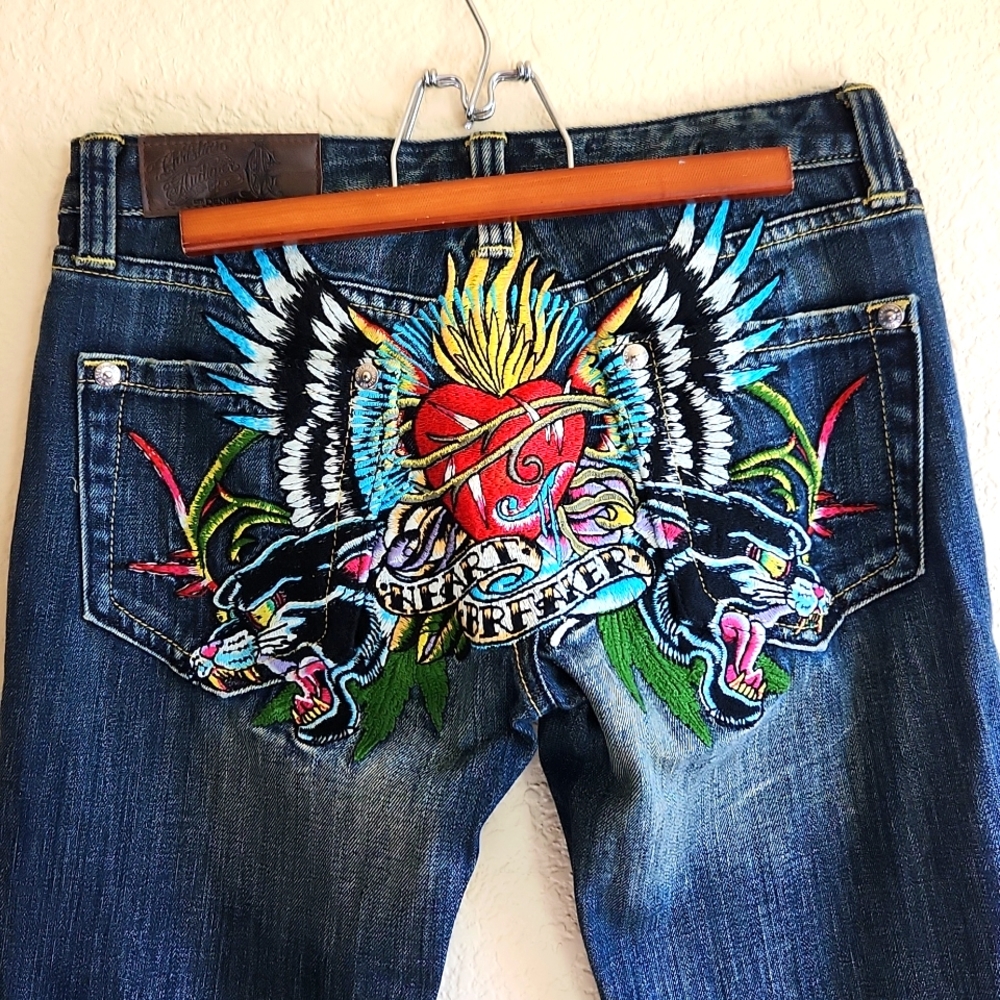 Christian Audiguer Ed Hardy embroidered jeans size w29 x l34